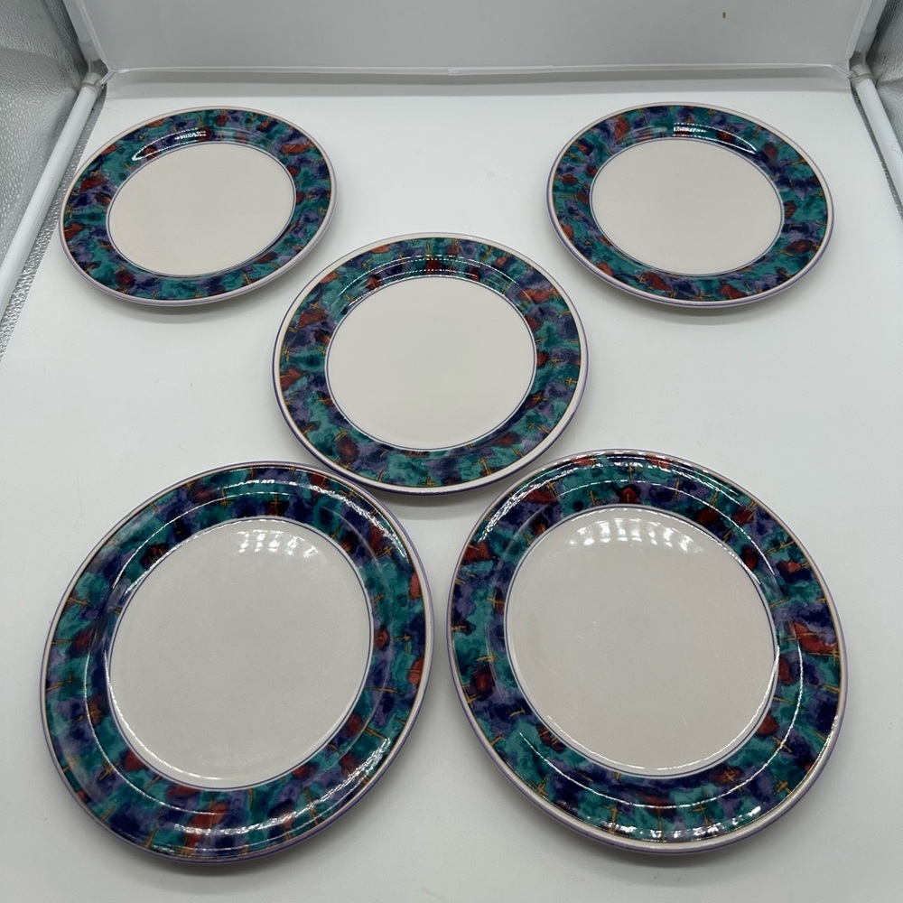 Set of 5 Sango Jewel Salad Plates 7 5/8"